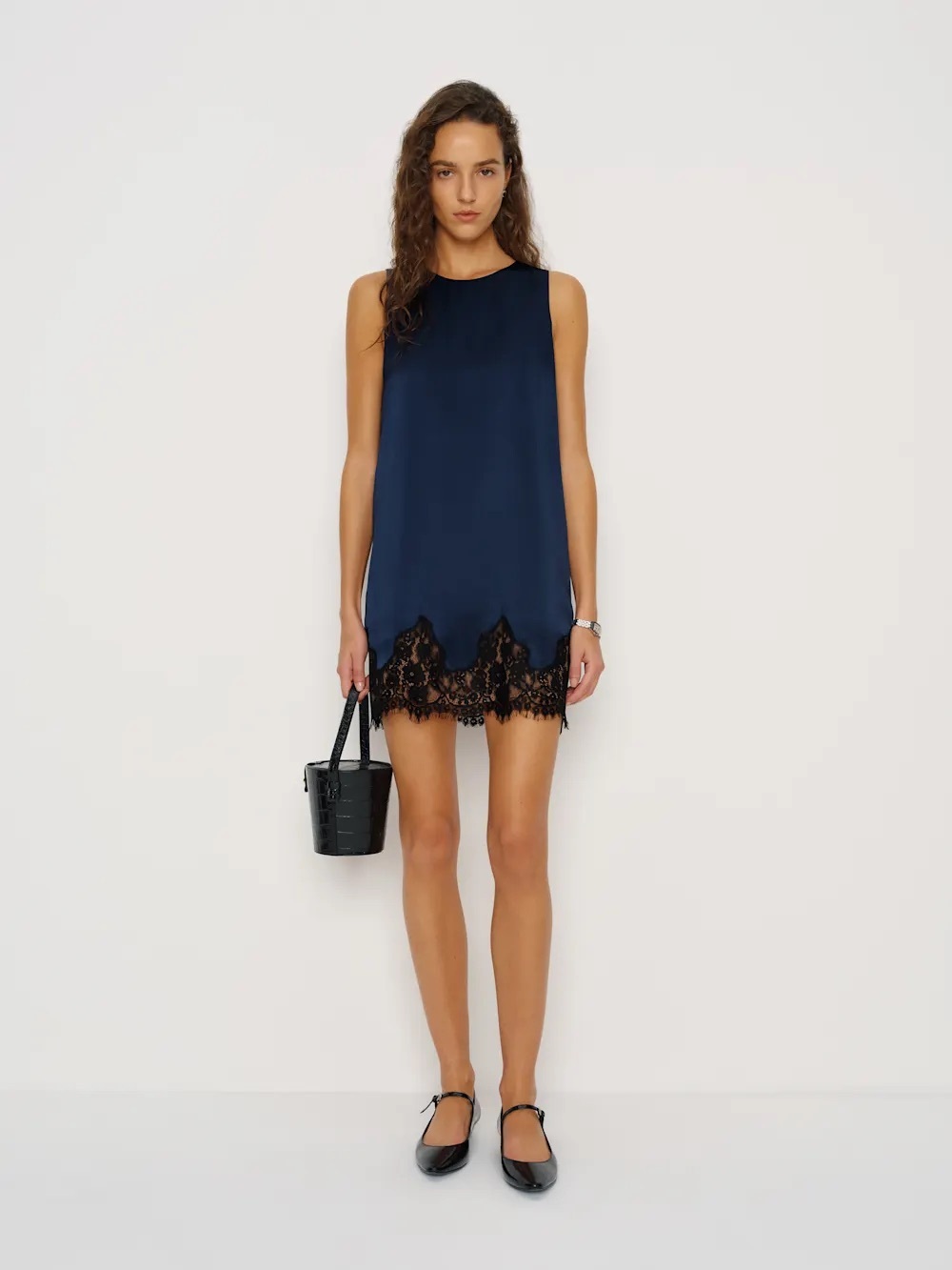 Reformation Jessalyn Silk Dress In Navy, brand new without tags, never worn.